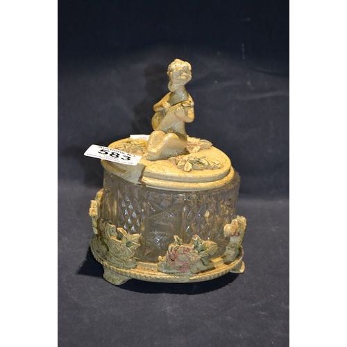 583 - Ornate Lidded Cherub Sugar Bowl