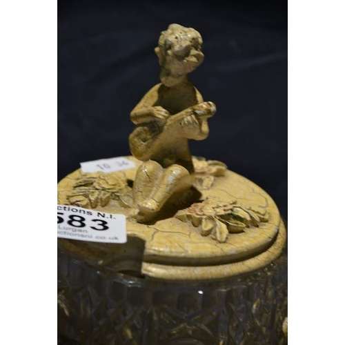 583 - Ornate Lidded Cherub Sugar Bowl