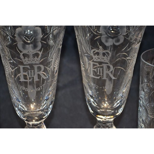 584 - Crystal Royal Commerative Glasses x 4