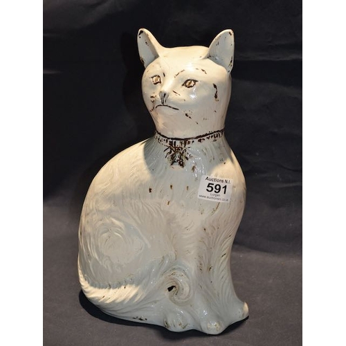 591 - Antique Staffordshire Cat Figurine (unbranded)