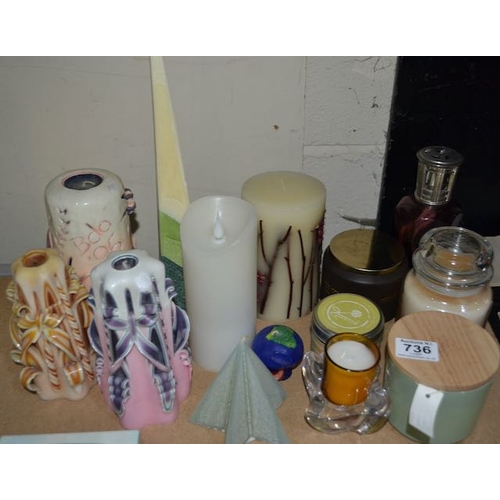 736 - Lot Of Candles Incl Hand Made