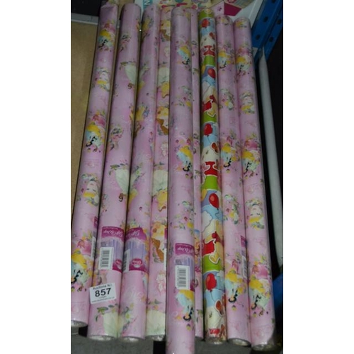 857 - 9 x Rolls Of Gift Wrap Paper