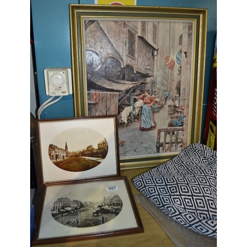 887 - pair Of Old Lurgan Scenes + large Framed Print