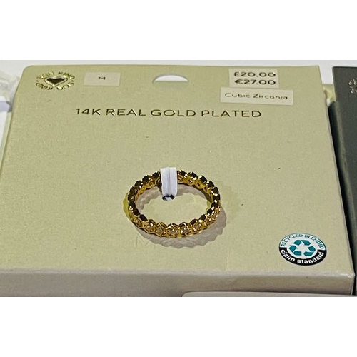 1020 - M & S 14k Gold Plated Ring x 2 + Platinum Plated Ring RRP £62