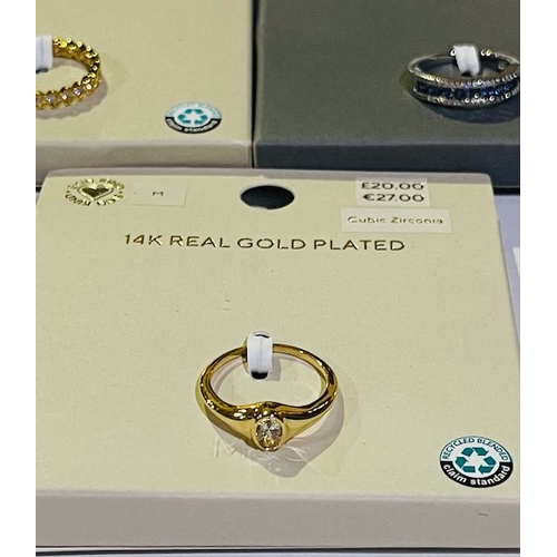 1020 - M & S 14k Gold Plated Ring x 2 + Platinum Plated Ring RRP £62