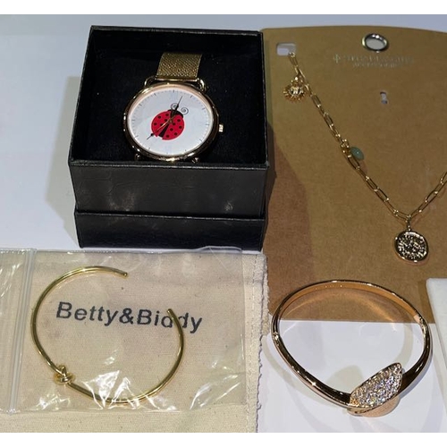 1022 - Stradivarius Accessories Necklace + Betty & Biddy Knot Bangle + Ladybird Watch + Swarovski Earrings ... 