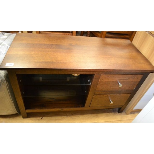 59 - Dark Wood 2 Drawer 2 Shelf Media Unit