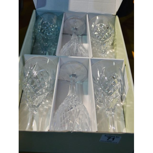 71 - Box Of 6 x Galway Crystal Wine Glasses