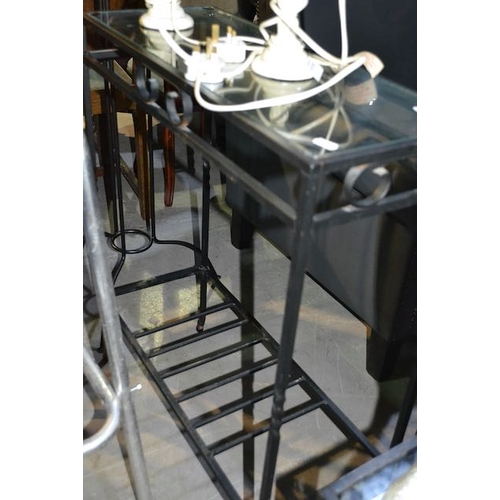 112 - Metal Work & Glass Console Table