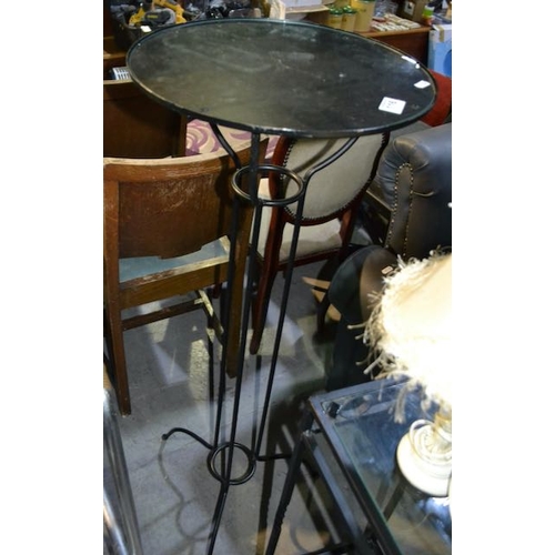 116 - Metal Work Glass Topped  Tall Circular Table