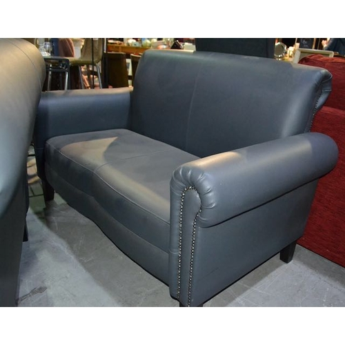 119 - Grey Leather 2 Seater Sofa