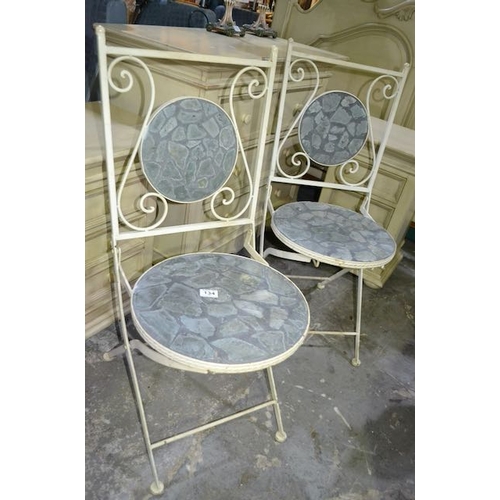 134 - Pair Of Metal Work Chairs With Decorative Stone Detail