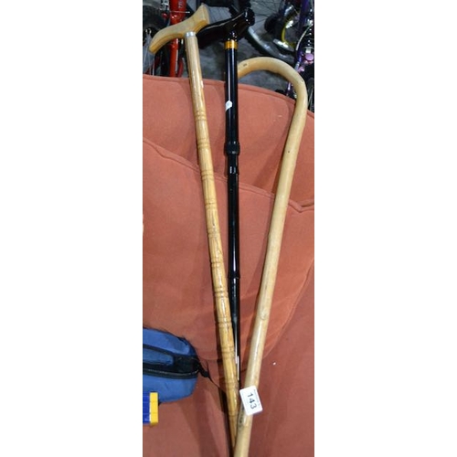 143 - 3 x Walking Sticks