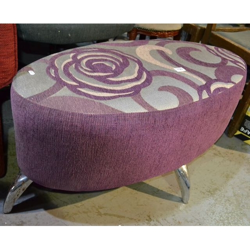 150 - Fabric Footstool On Chrome Legs