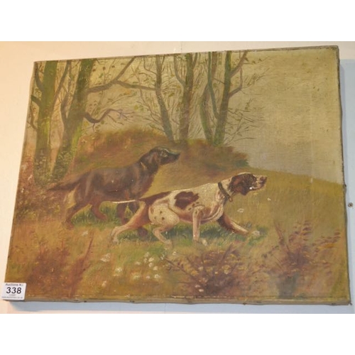 338 - Vintage Hunting Dogs Oil Painting