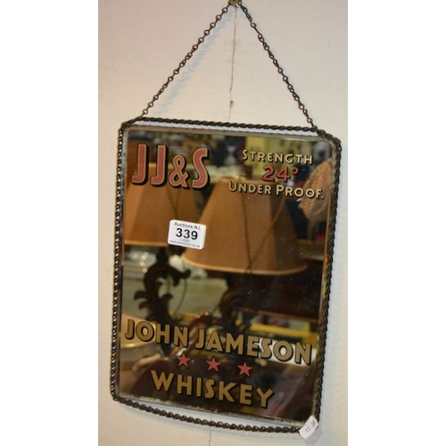 339 - Vintage Metal Bound John Jameson Whiskey Mirror