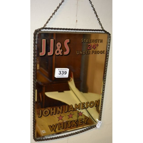 339 - Vintage Metal Bound John Jameson Whiskey Mirror