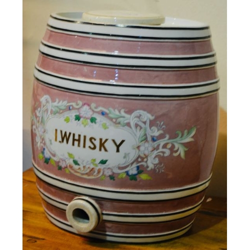 344 - Large Belleek Ornate Whiskey Barrel - Bearing the Belleek Stamp, An Engraved Harp and 7/77 + Rd