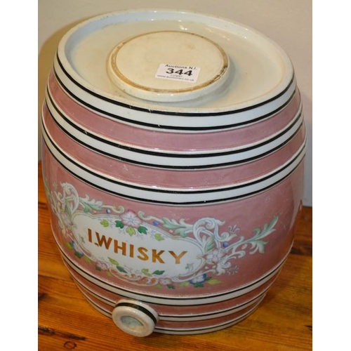 344 - Large Belleek Ornate Whiskey Barrel - Bearing the Belleek Stamp, An Engraved Harp and 7/77 + Rd