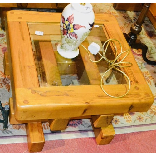 352 - Chunky Rustic Pine Glazed Side Table