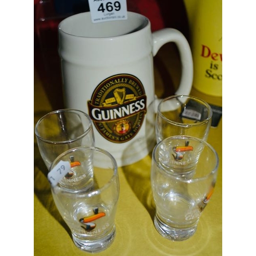 469 - Guinness & Co Large Heavy Tankard + 4x Guinness Toucan Shot Glass