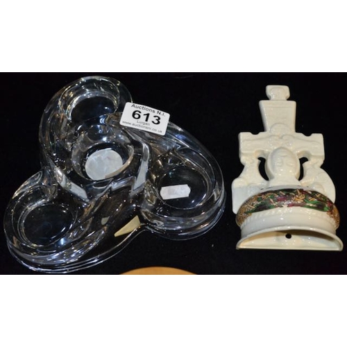 613 - Killarney Crystal Candle Holder + Cre Font