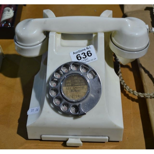 636 - Rare Cream Colour Vintage Bakelite Telephone With Pullout Code Index