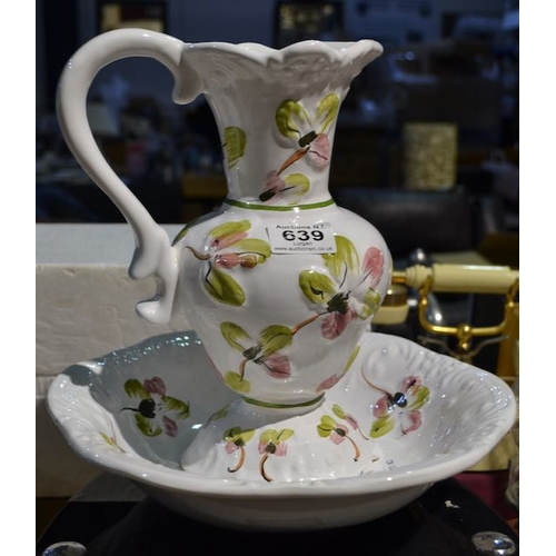 639 - Floral Wash Bowl & Jug