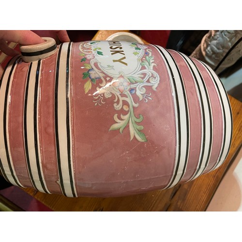 344 - Large Belleek Ornate Whiskey Barrel - Bearing the Belleek Stamp, An Engraved Harp and 7/77 + Rd