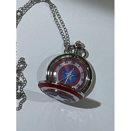 1063 - Captain America Pocket Watch On Chain