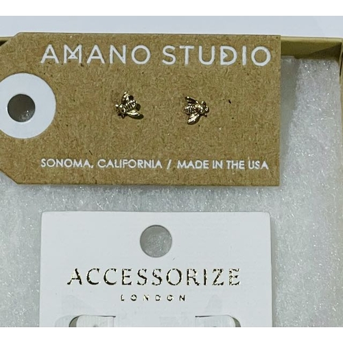 1083 - Amano Studio Bee Earrings + Accessories London Hoop Earrings + Coralie Dragonfly Earrings