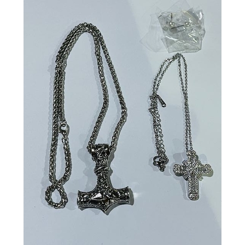 1091 - Anchor Pendant Necklace + Cross Pendant Necklace