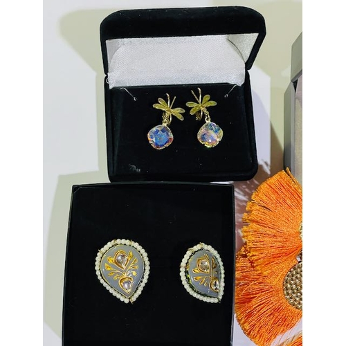 1031 - Pair of Ornate Dragonfly Earrings, Dress Revere Necklace + Maala London Earrings