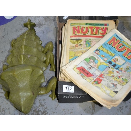187 - Box Of Vintage Comics Incl Nutty + Kids Dino