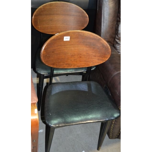 202 - Pair Of Retro Beautility Chairs With Leather Seats