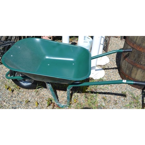 204 - Green Metal Wheelbarrow