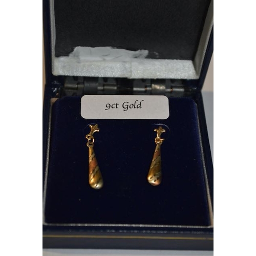 293 - Ornate 9ct Backed Drop Earrings