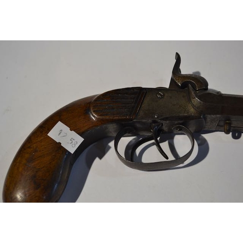 370 - Percussion Double Barrel Pistol c1840s