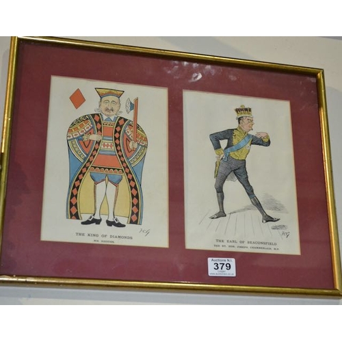 379 - The King of Diamonds & The Earl of Beaconsfield Vintage Print