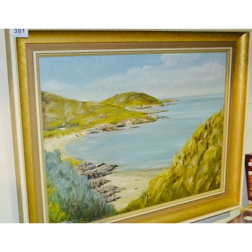 381 - Framed Oil on Canvas by Kathleen Hobson 1982 - Melmore Strand Donegal