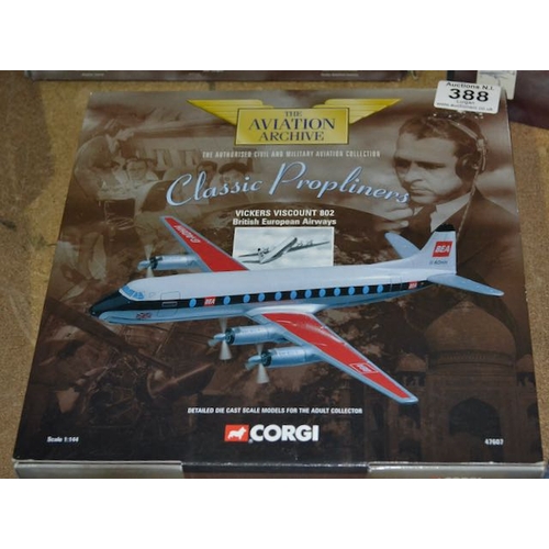 388 - Corgi 1:144 The Aviation Archive Classic Propliners Vickers Viscount 802 British European Airways Mo... 