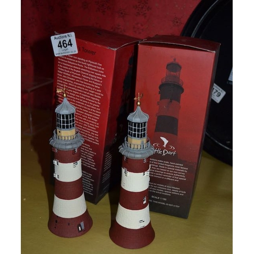 464 - Little Dart Smeatons Tower Devon Boxed Lighthouse x2