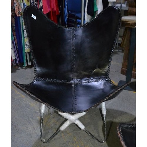 468 - Black Leather Butterfly Chair