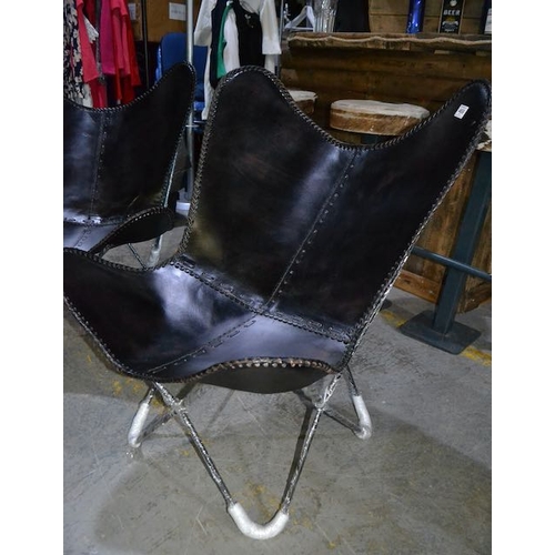 469 - Black Leather Butterfly Chair