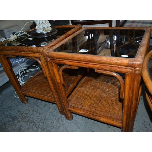 609 - Pair Of Ornate Glass Top Side Tables