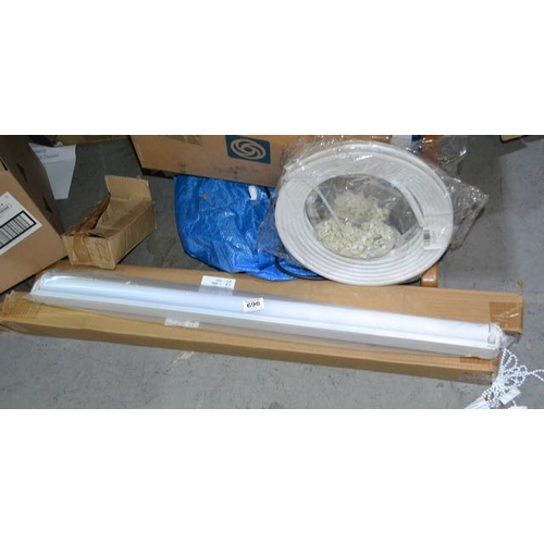 696 - 2pc Roller Blinds + 2 x Rolls Of Curtain Pole Runner