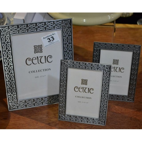 33 - Trio Of Celtic Picture Frames - Boxed