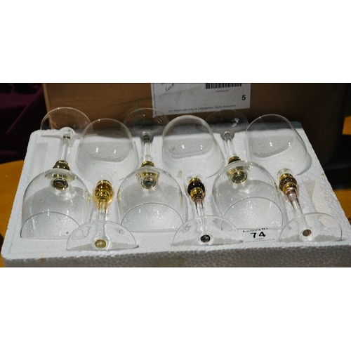 74 - Set of 6 Bubble Stemmed Wine Glasses