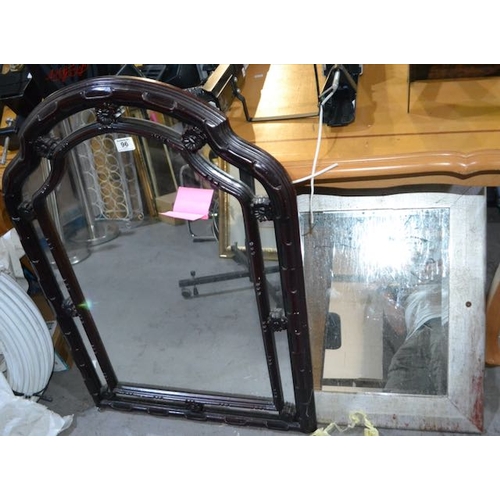 96 - Ornate Curved Top Wood Framed Mirror - 38 x 27