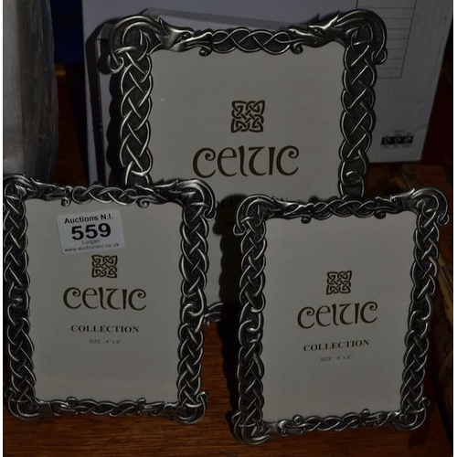 559 - Trio Of Celtic Picture Frames - Boxed